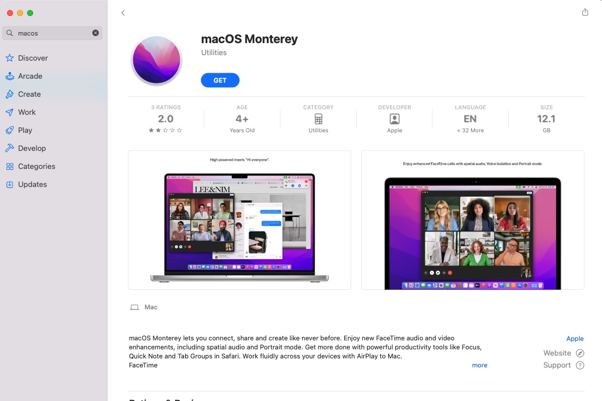 Monterey v Mac App Store