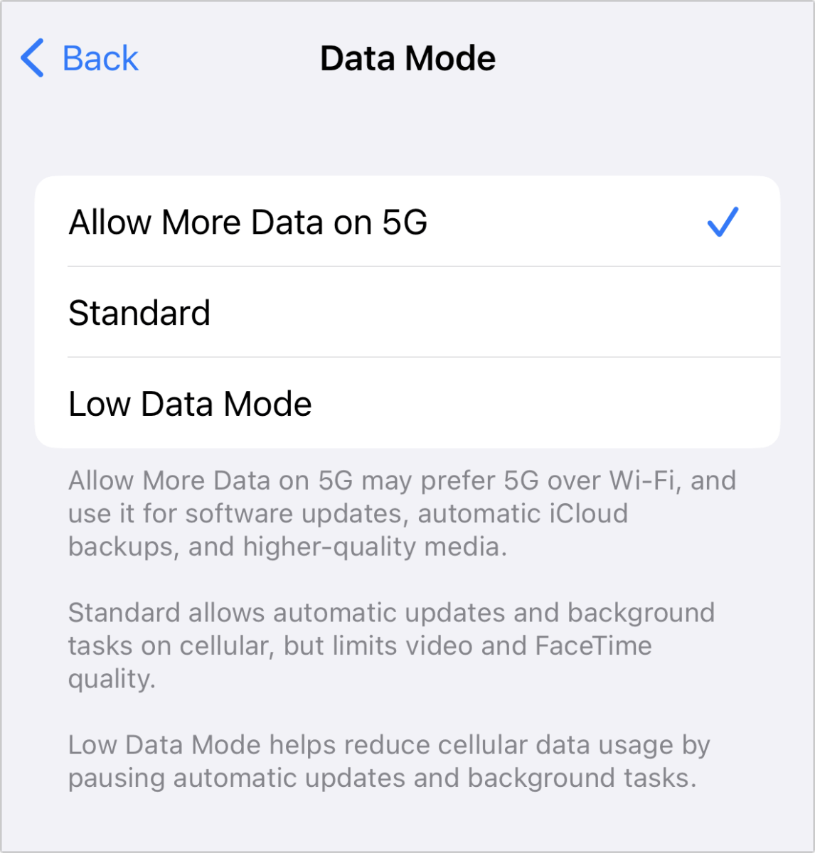 iOS 16 %G povoluje více dat